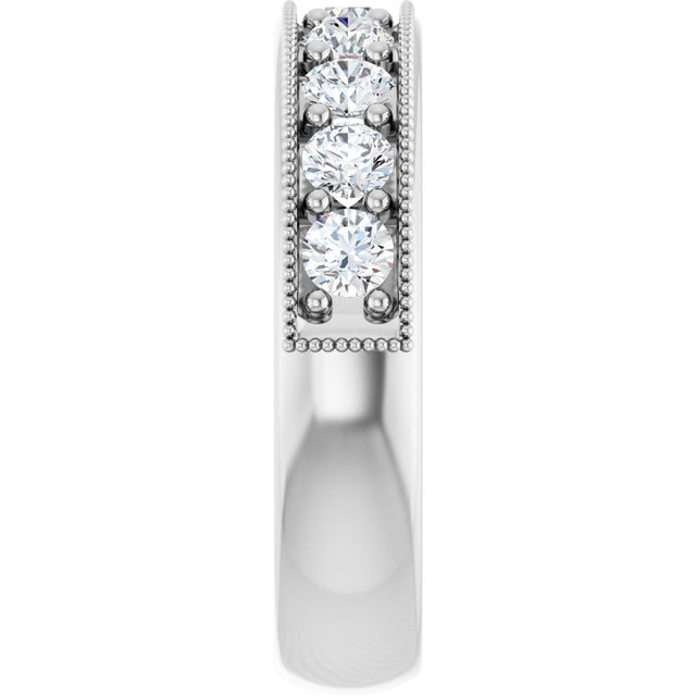 Platinum Round Lab-Grown Diamond Milgrain Edge Anniversary Band – 1/10–3/4 CTW - view 4