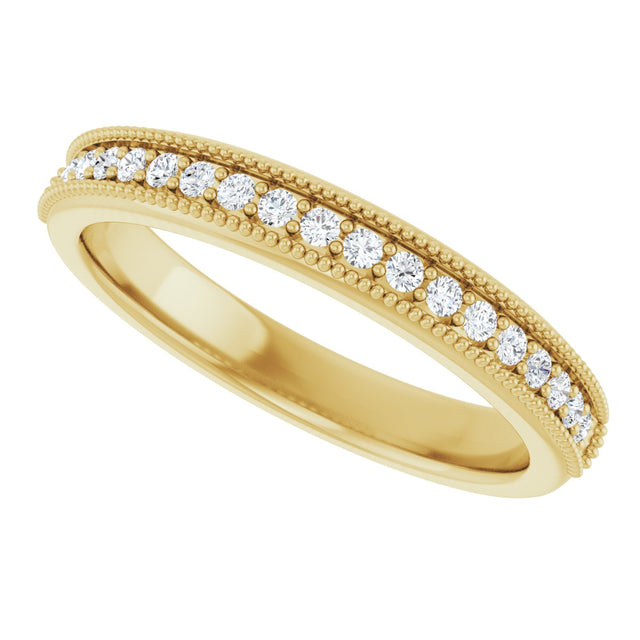 14K Gold Round Lab-Grown Diamond Milgrain Edge Anniversary Band – 1/10–5/8 CTW - Yellow Gold - view 5