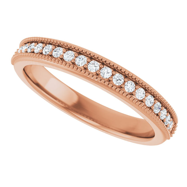 14K Gold Round Lab-Grown Diamond Milgrain Edge Anniversary Band – 1/10–5/8 CTW - Rose Gold - view 5