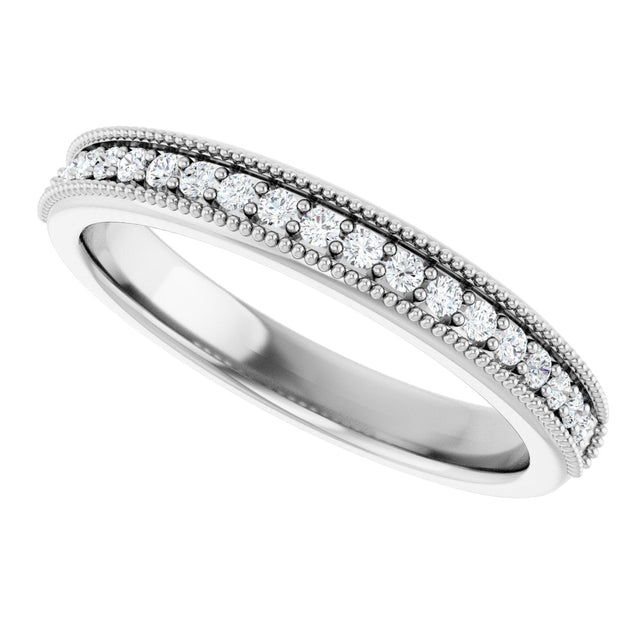 Platinum Round Lab-Grown Diamond Milgrain Edge Anniversary Band – 1/10–3/4 CTW - view 5