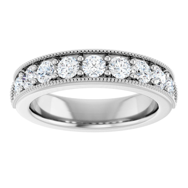 Platinum Round Lab-Grown Diamond Milgrain Edge Anniversary Band – 1/10–3/4 CTW - view 3
