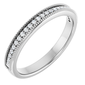 Platinum Round Natural Diamond Milgrain Edge Anniversary Band – 1/10–9/10 CTW