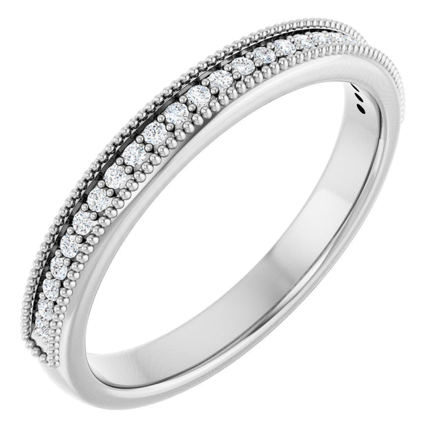 Platinum Round Natural Diamond Milgrain Edge Anniversary Band – 1/10–9/10 CTW
