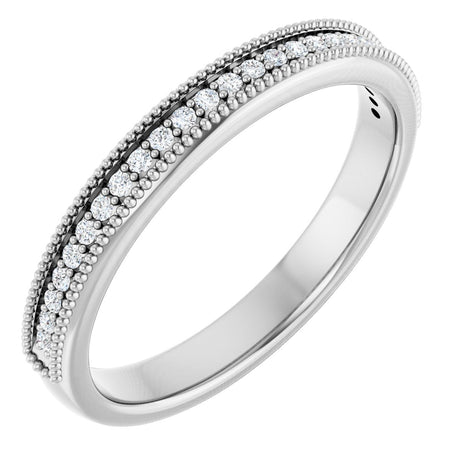 Platinum Round Lab-Grown Diamond Milgrain Edge Anniversary Band – 1/10–3/4 CTW