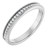 14K Gold Round Natural Diamond Milgrain Edge Anniversary Band – 1/10–1/2 CTW - White Gold