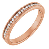 14K Gold Round Lab-Grown Diamond Milgrain Edge Anniversary Band – 1/10–5/8 CTW - Rose Gold