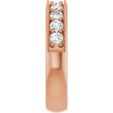 14K Gold Round Lab-Grown Diamond Milgrain Edge Anniversary Band – 1/10–5/8 CTW - Rose Gold - view 4