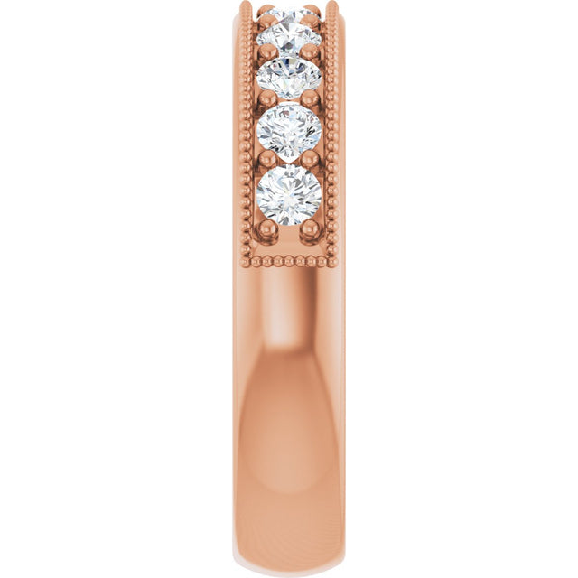 14K Gold Round Lab-Grown Diamond Milgrain Edge Anniversary Band – 1/10–5/8 CTW - Rose Gold - view 4