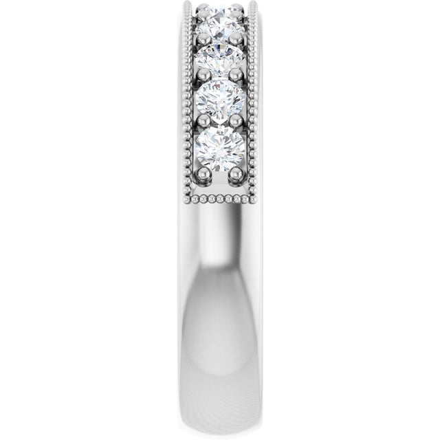 Platinum Round Lab-Grown Diamond Milgrain Edge Anniversary Band – 1/10–3/4 CTW - view 4