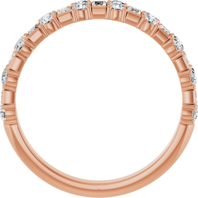 14K Gold Straight Baguette Natural Diamond Accented Baguette Anniversary Band – 9/10 CTW - Rose Gold - view 2