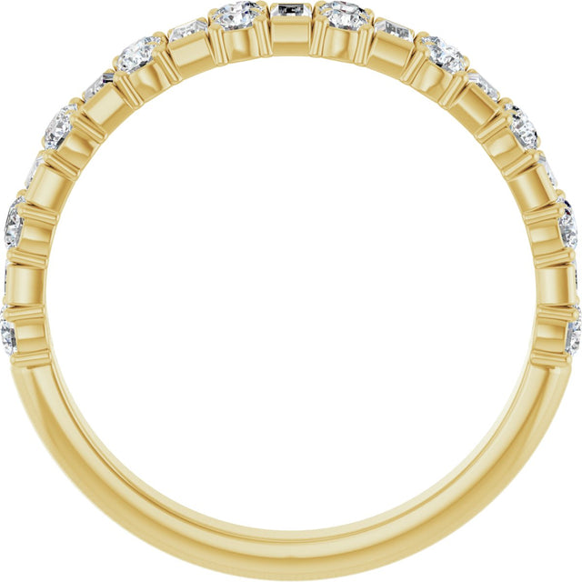 14K Gold Straight Baguette Lab-Grown Diamond Accented Baguette Anniversary Band – 3x1.5 mm Stones - Yellow Gold - view 2
