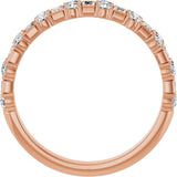 14K Gold Straight Baguette Lab-Grown Diamond Accented Baguette Anniversary Band – 3x1.5 mm Stones - Rose Gold - view 2