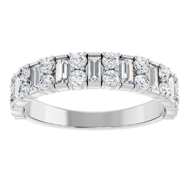 14K Gold Straight Baguette Natural Diamond Accented Baguette Anniversary Band – 9/10 CTW - White Gold - view 3
