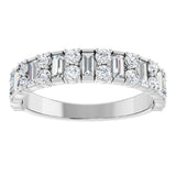 Platinum Straight Baguette Natural Diamond Accented Baguette Anniversary Band – 9/10 CTW - view 3