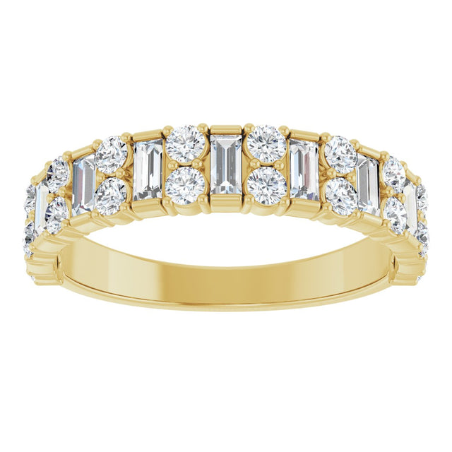 14K Gold Straight Baguette Lab-Grown Diamond Accented Baguette Anniversary Band – 3x1.5 mm Stones - Yellow Gold - view 3