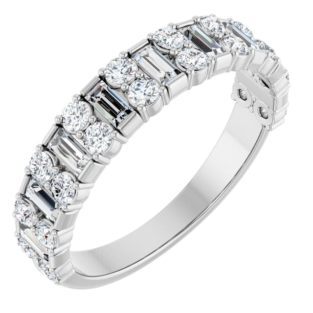 Platinum Straight Baguette Natural Diamond Accented Baguette Anniversary Band – 9/10 CTW