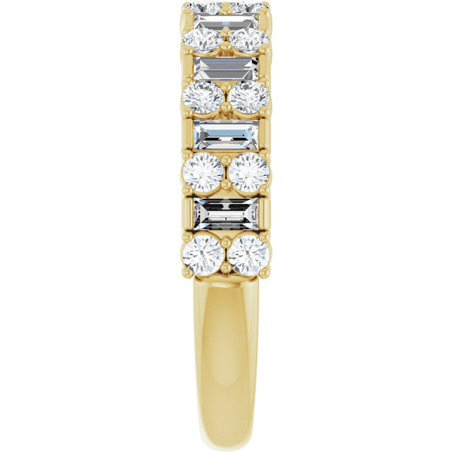 14K Gold Straight Baguette Natural Diamond Accented Baguette Anniversary Band – 9/10 CTW - Yellow Gold - view 4