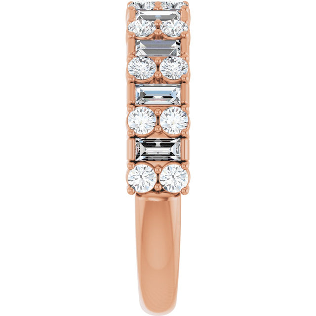 14K Gold Straight Baguette Natural Diamond Accented Baguette Anniversary Band – 9/10 CTW - Rose Gold - view 4