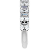 14K Gold Straight Baguette Lab-Grown Diamond Accented Baguette Anniversary Band – 3x1.5 mm Stones - White Gold - view 4