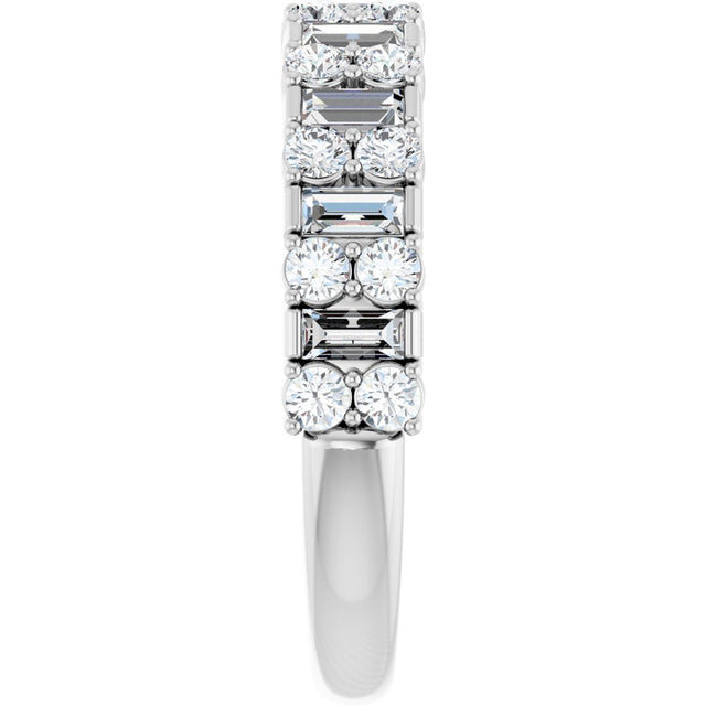 14K Gold Straight Baguette Lab-Grown Diamond Accented Baguette Anniversary Band – 3x1.5 mm Stones - White Gold - view 4