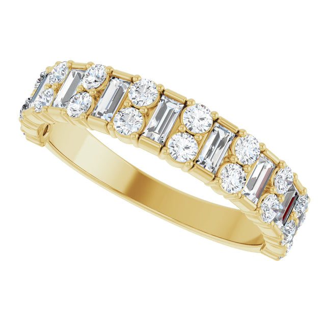 14K Gold Straight Baguette Natural Diamond Accented Baguette Anniversary Band – 9/10 CTW - Yellow Gold - view 5