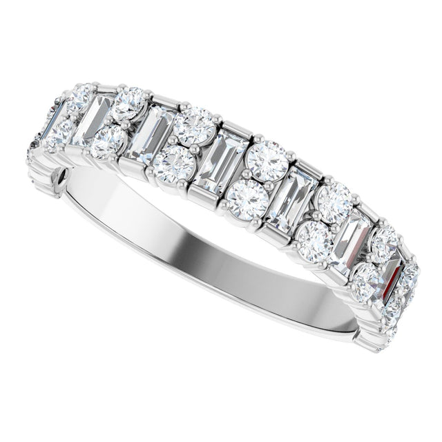 14K Gold Straight Baguette Natural Diamond Accented Baguette Anniversary Band – 9/10 CTW - White Gold - view 5