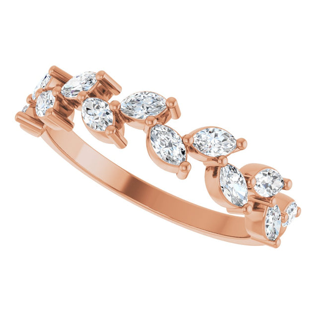 14K Gold Marquise Lab-Grown Diamond Anniversary Band – 5/8 CTW - Rose Gold - view 5