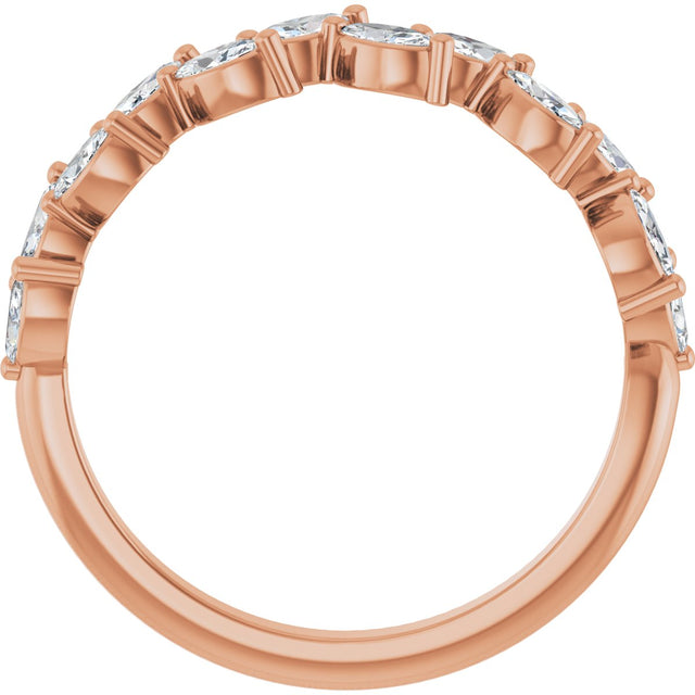 14K Gold Marquise Lab-Grown Diamond Anniversary Band – 5/8 CTW - Rose Gold - view 2