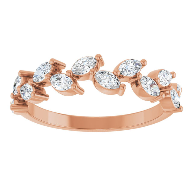 14K Gold Marquise Natural Diamond Anniversary Band – 5/8 CTW - Rose Gold - view 3
