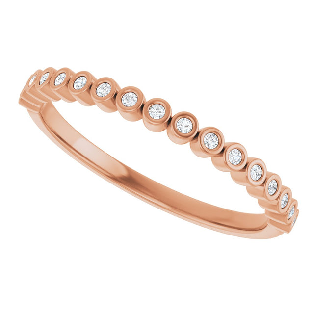 10K Gold Round Lab-Grown Diamond Bezel-Set Anniversary Band – .08–1/5 CTW - Rose Gold - view 5