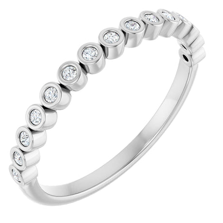 10K Gold Round Natural Diamond Bezel-Set Anniversary Band – .07–1/5 CTW - White Gold