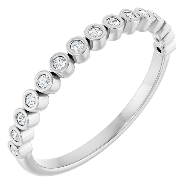 14K Gold Round Natural Diamond Bezel-Set Anniversary Band – .07–1/5 CTW - White Gold