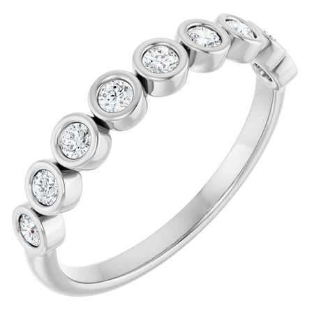 10K Gold Round Lab-Grown Diamond Bezel-Set Anniversary Band – 1/4–7/8 CTW - White Gold