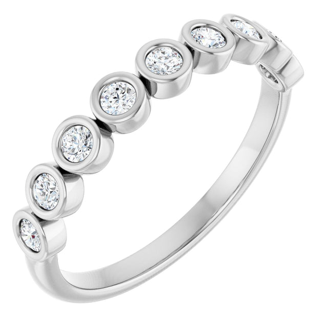 14K Gold Round Lab-Grown Diamond Bezel-Set Anniversary Band – 1/4–7/8 CTW - White Gold
