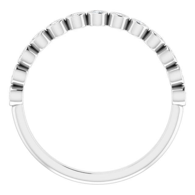 10K Gold Round Natural Diamond Bezel-Set Anniversary Band – .07–1/5 CTW - White Gold - view 3