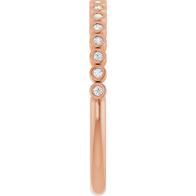 10K Gold Round Natural Diamond Bezel-Set Anniversary Band – .07–1/5 CTW - Rose Gold - view 4