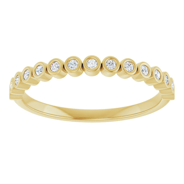 10K Gold Round Natural Diamond Bezel-Set Anniversary Band – .07–1/5 CTW - Yellow Gold - view 3