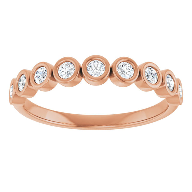 10K Gold Round Natural Diamond Bezel-Set Anniversary Band – 1/4–7/8 CTW - Rose Gold - view 3