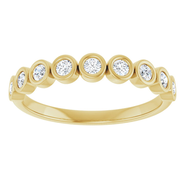 10K Gold Round Lab-Grown Diamond Bezel-Set Anniversary Band – 1/4–7/8 CTW - Yellow Gold - view 3
