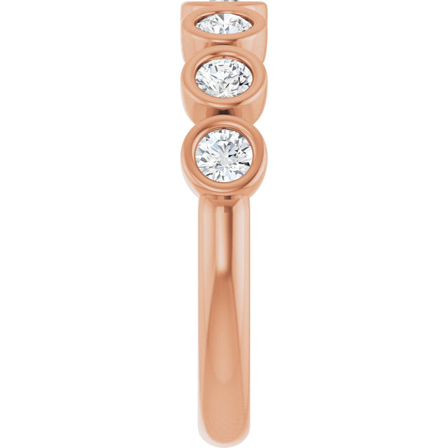 10K Gold Round Natural Diamond Bezel-Set Anniversary Band – 1/4–7/8 CTW - Rose Gold - view 4