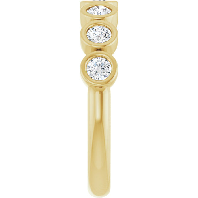 10K Gold Round Natural Diamond Bezel-Set Anniversary Band – 1/4–7/8 CTW - Yellow Gold - view 4