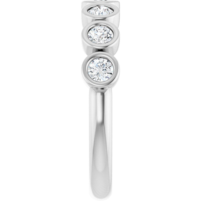 10K Gold Round Lab-Grown Diamond Bezel-Set Anniversary Band – 1/4–7/8 CTW - White Gold - view 4