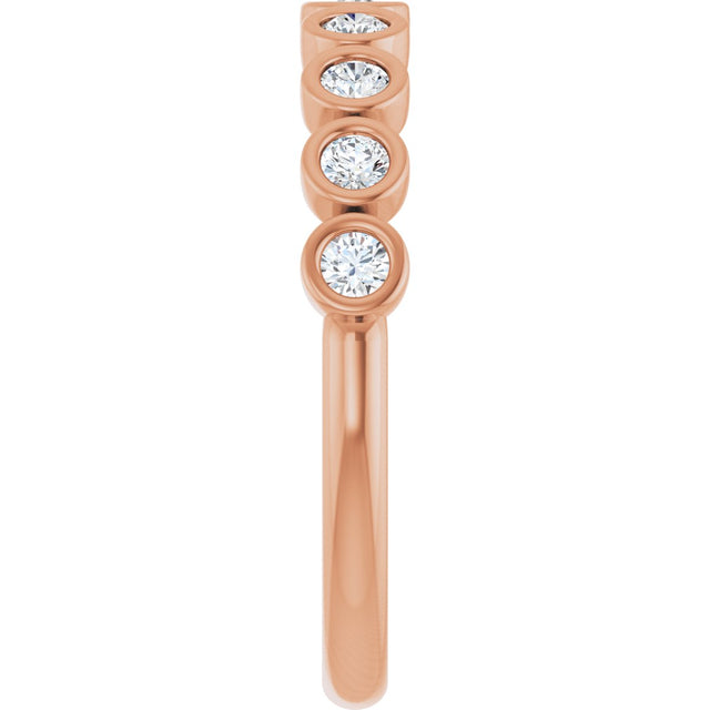 10K Gold Round Lab-Grown Diamond Bezel-Set Anniversary Band – 1/4–7/8 CTW - Rose Gold - view 4