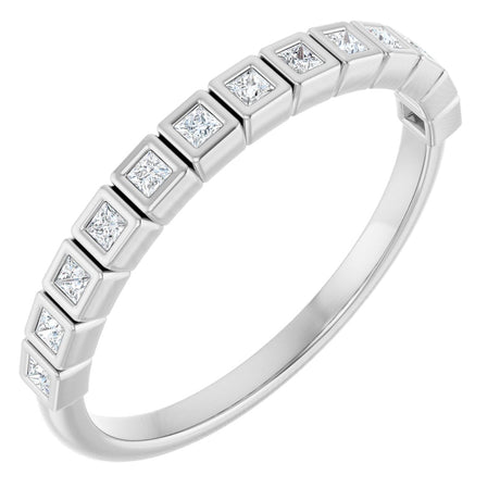 10K Gold Square Natural Diamond Bezel-Set Anniversary Band – 1/6–3/4 CTW - White Gold