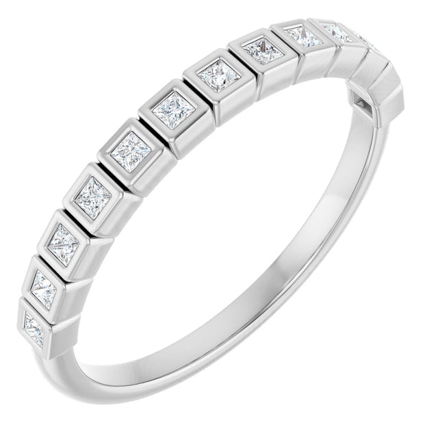 10K Gold Square Natural Diamond Bezel-Set Anniversary Band – 1/6–3/4 CTW - White Gold