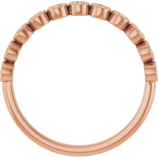 10K Gold Round Natural Diamond Bezel-Set Anniversary Band – .07–1/5 CTW - Rose Gold - view 2