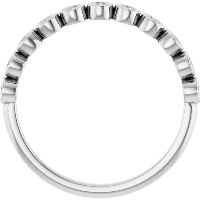 10K Gold Round Lab-Grown Diamond Bezel-Set Anniversary Band – .08–1/5 CTW - White Gold - view 2