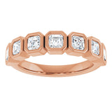 14K Gold Asscher Lab-Grown Diamond Bezel-Set Anniversary Band – 3x3 mm Stones - Rose Gold - view 3