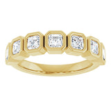14K Gold Asscher Lab-Grown Diamond Bezel-Set Anniversary Band – 3x3 mm Stones - Yellow Gold - view 3
