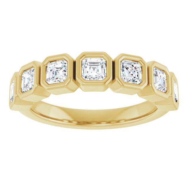 14K Gold Asscher Lab-Grown Diamond Bezel-Set Anniversary Band – 3x3 mm Stones - Yellow Gold - view 3